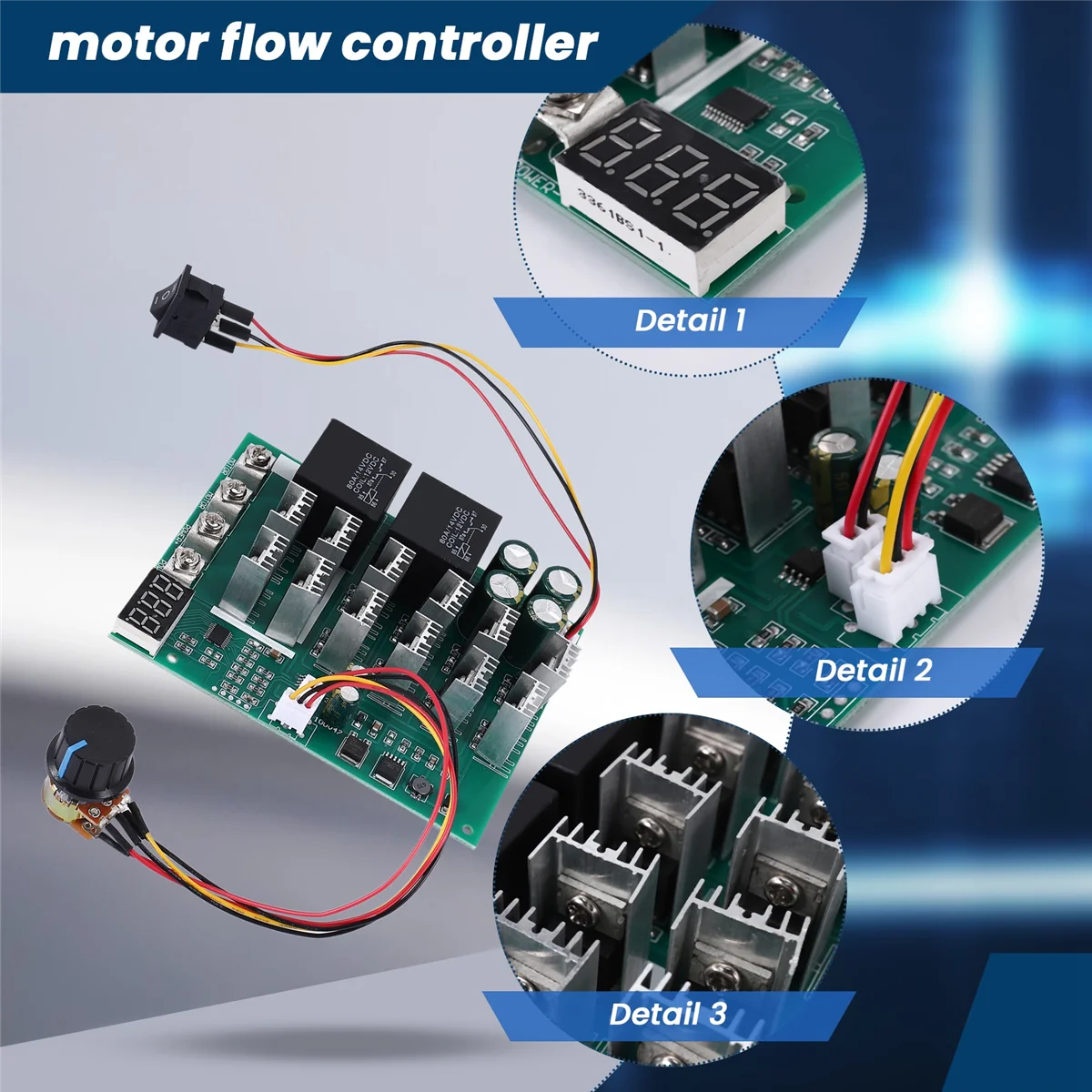 DC 10-55V 12V 24V 36V 48V 55V 100A Motor Speed Controller PWM HHO RC Reverse Control Switch with LED Display