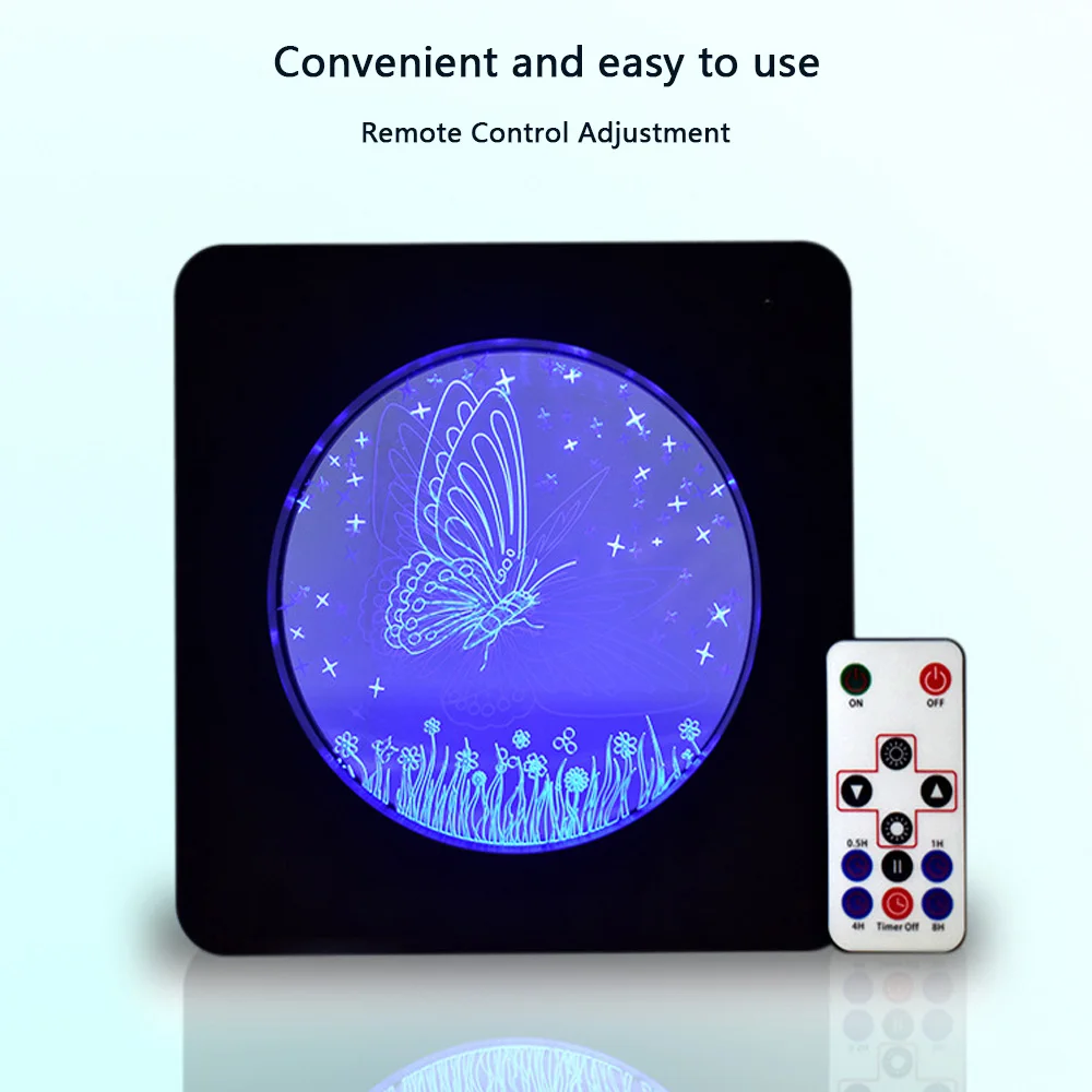 Remote Control Dynamic Butterfly Acrylic Night Light Rechargeable LED Night Light Christmas Creative Gifts