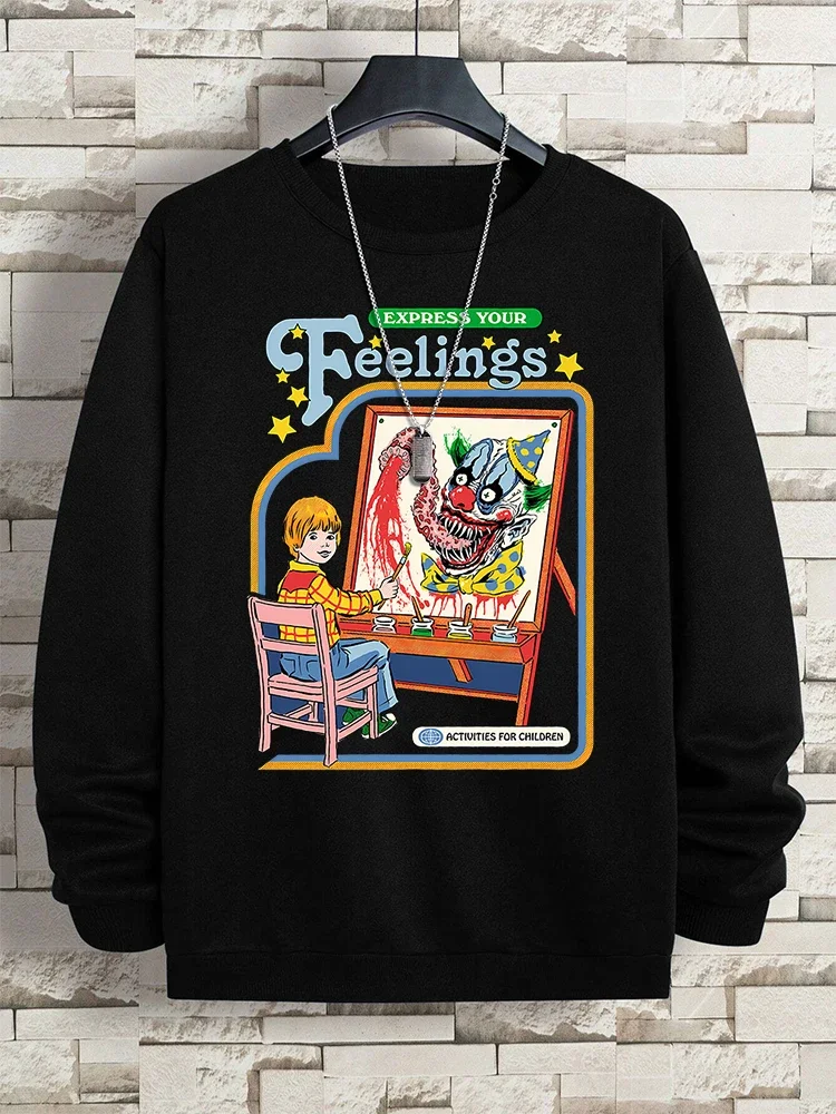 

Halloween Express Your Feelings Draw A Clown Men Women Hoodie New Creativity Sweatshirt Pullover Tops Autumn Clothes Loose Hoody