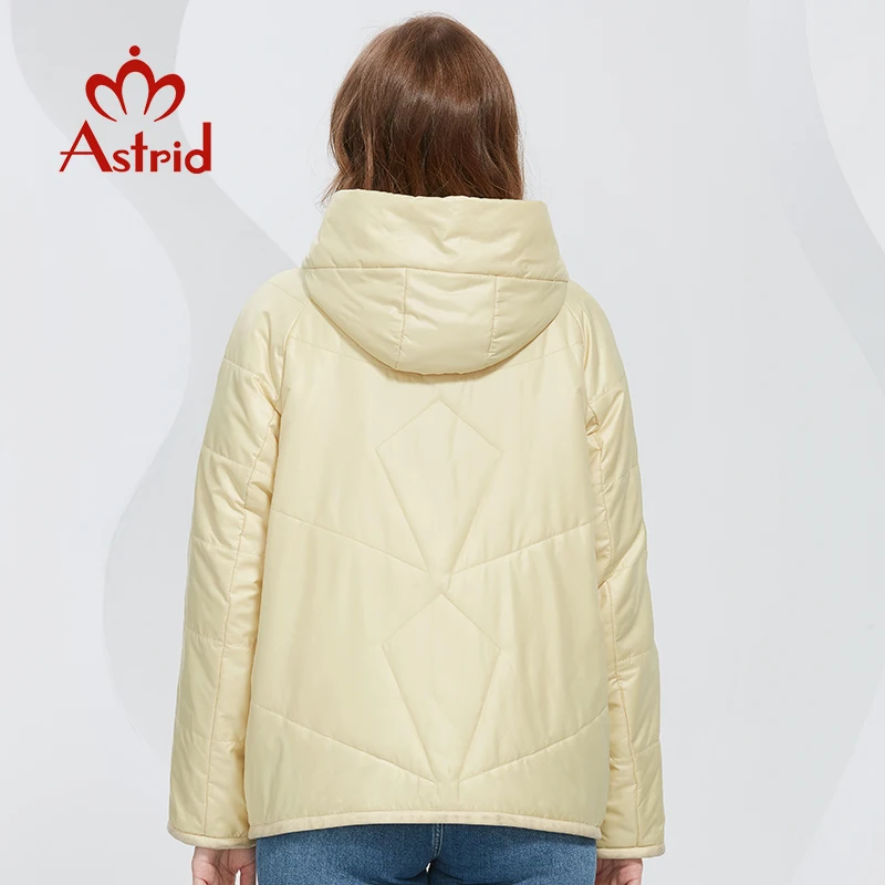 Astrid 2022 Spring Women Parkas Oversize Yellow Short Padded Down Coats Hooded Ribbon Women\'s Jacket Outerwear Quilted AM-10129