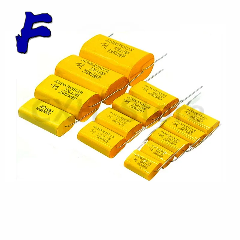 2pcs 0.68uF-47uF 250V Tweeter Speaker Frequency Divider Crossover Non-Polarity Capacitor