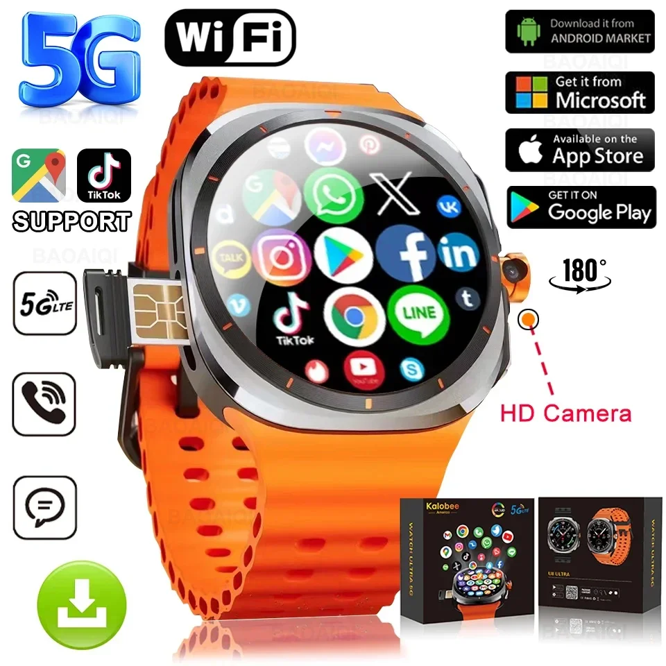 Watch 7 Ultra Smart Watch Men Video Call Smartwatch 4G/5G Sim Card GPS WIFI Rotary Camera Global Calling Google map For Samsung