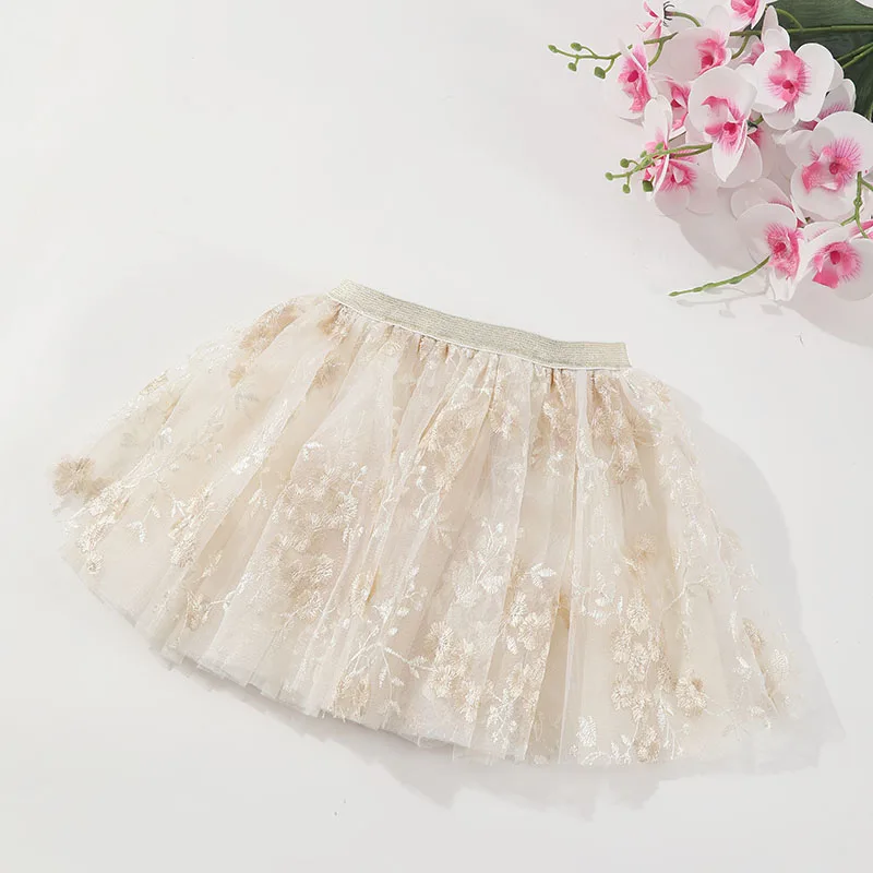 Kids Baby Girls Flower Print Dance Tutu Skirt For Girl Floral 3 Layers Tulle Toddler Pettiskirt Children Chiffon 4-8T