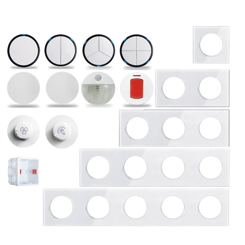 1 2 3 4 Gang Wall Switch White Glass Plate Motion Body Sensor Step Light DP 2P  DIY Free Combination, Wallpad L6 Series