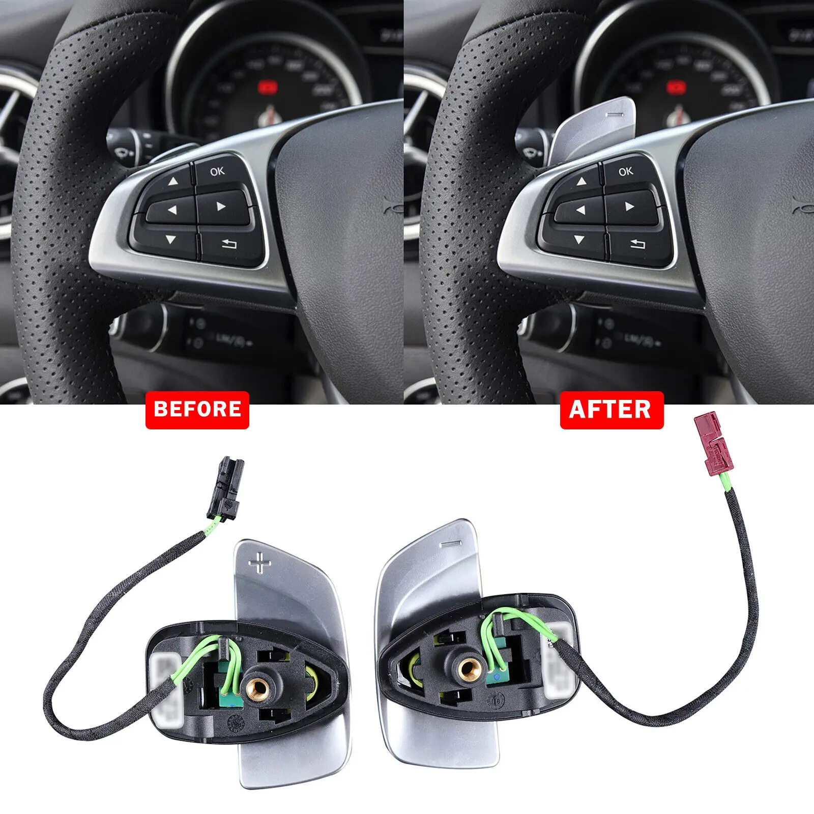 

2Pcs Car Accessories Steering Wheel DSG Shift Paddle interior Part For Mercedes Benz A/C-Class W177 W205 CLS/E/G-Class W213 C238