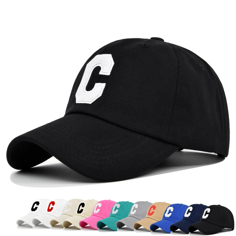 Fashion Baseball Cap Unisex C Letter Summer Sun Hat Women 100% Cotton Visor Hats Men Embroidered Bone Snapback Cap gorras