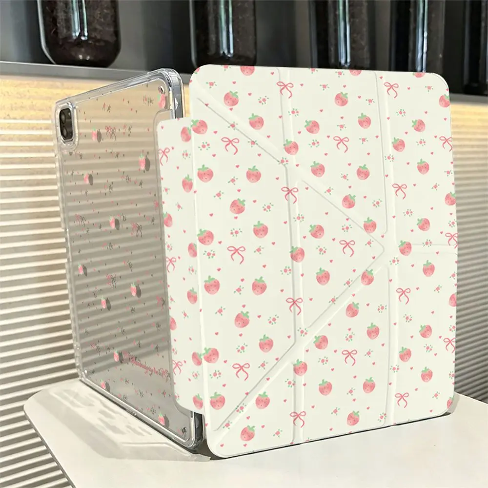 Ins Cream Strawberry Love Tablet Case For iPad Pro 11 12.9 13 M2 M4 M3 M5 Shell 8.3 9.7 10.2 5/6/7/8/9/10/11th Air 3 4 5 6 Cover