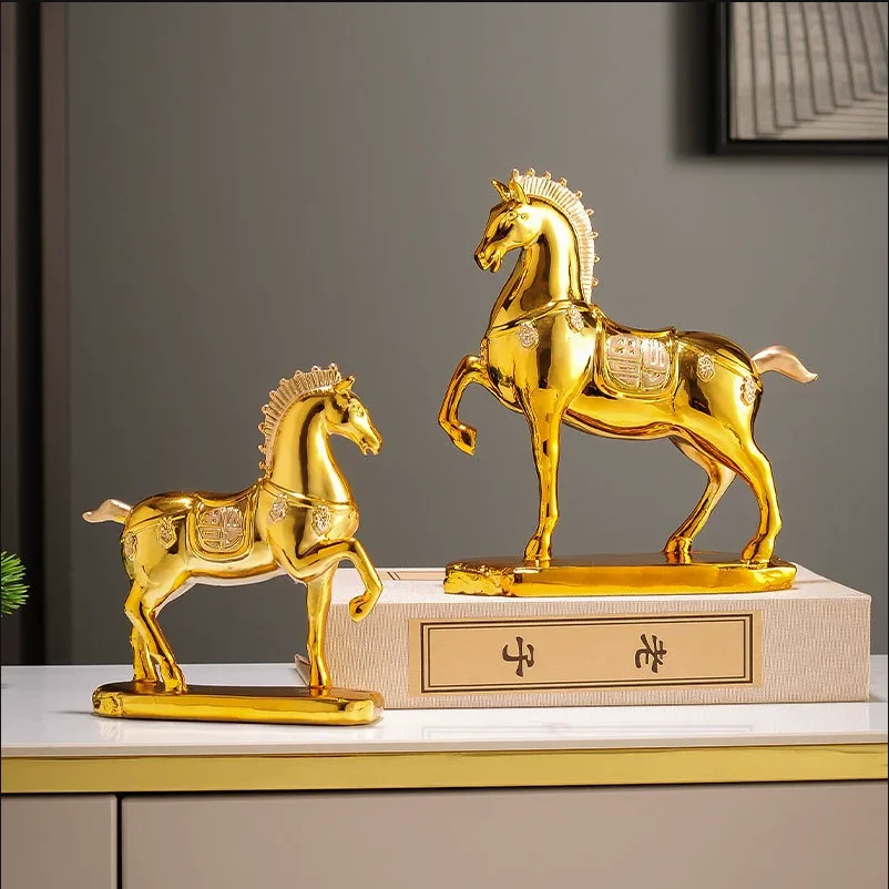 Golden Horse Arrives Success Crafts Office Wine Cabinet Decoration Light Luxury Home Living Room Decoration housewarming Gift