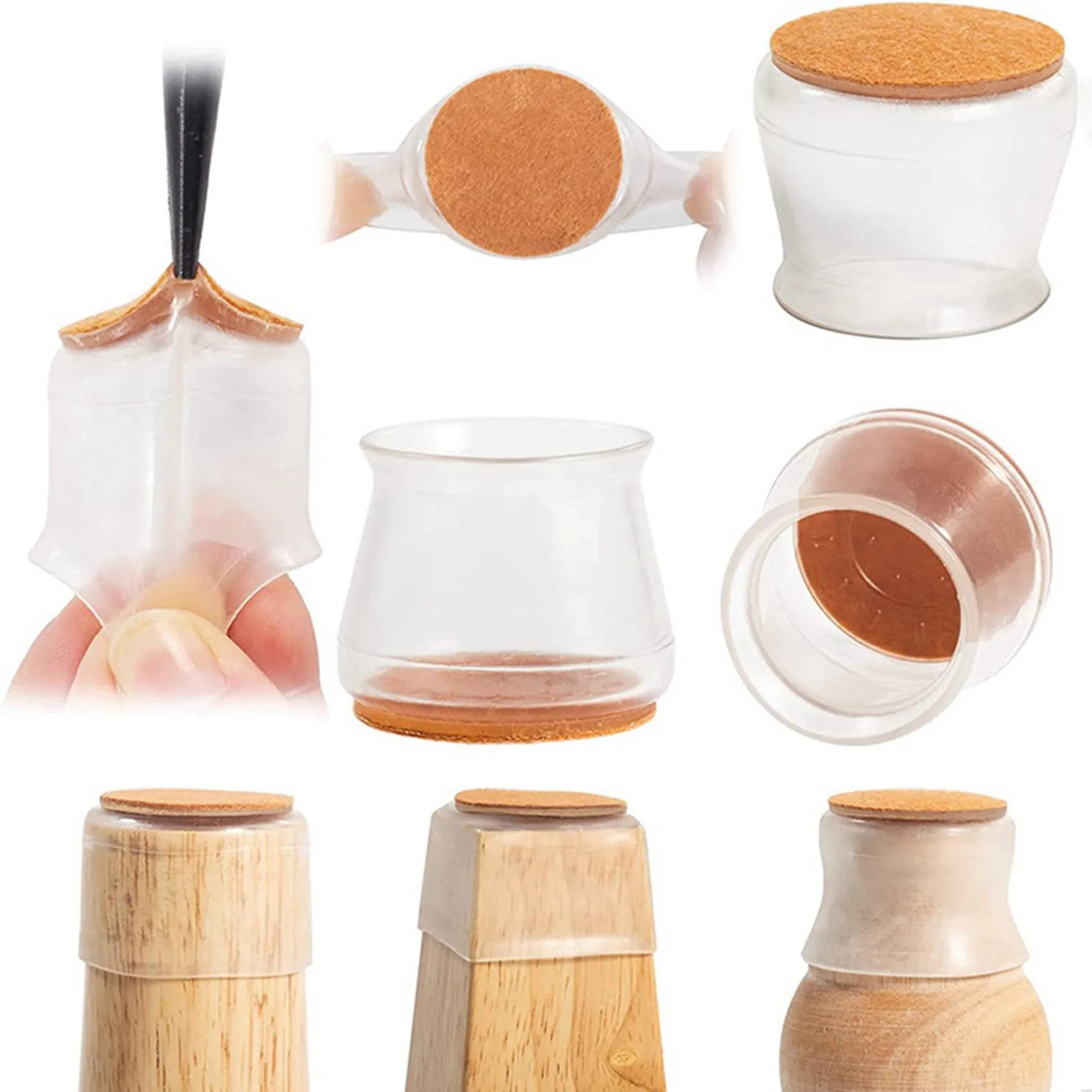 

ABBP-72 шт. Защитные накладки на ножки стульев для твердых полов, силиконовые чехлы для защиты деревянных и плиточных полов, войлочные подкладки