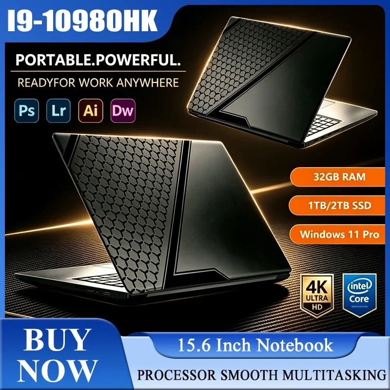 15.6 Inch Full HD IPS Laptop 120Hz Screen Intel Core I9-10980HK 32GB RAM 2TB SSD Backlit Keyboard Long Battery Life Windows 11