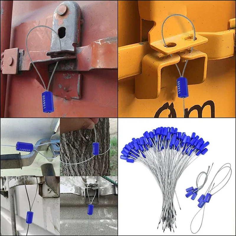 Security Cable Seals Numbered Security Tags Tamper Proof Tags Pull Tight Steel Wire Seals for Truck Trailers Cargo Containers