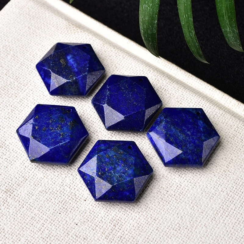 5PCS Natural Lapis Lazuli Hexagram Pendant Carving Reiki Healing Crystal Gemstone DIY Jewelry Accessories 26X9MM