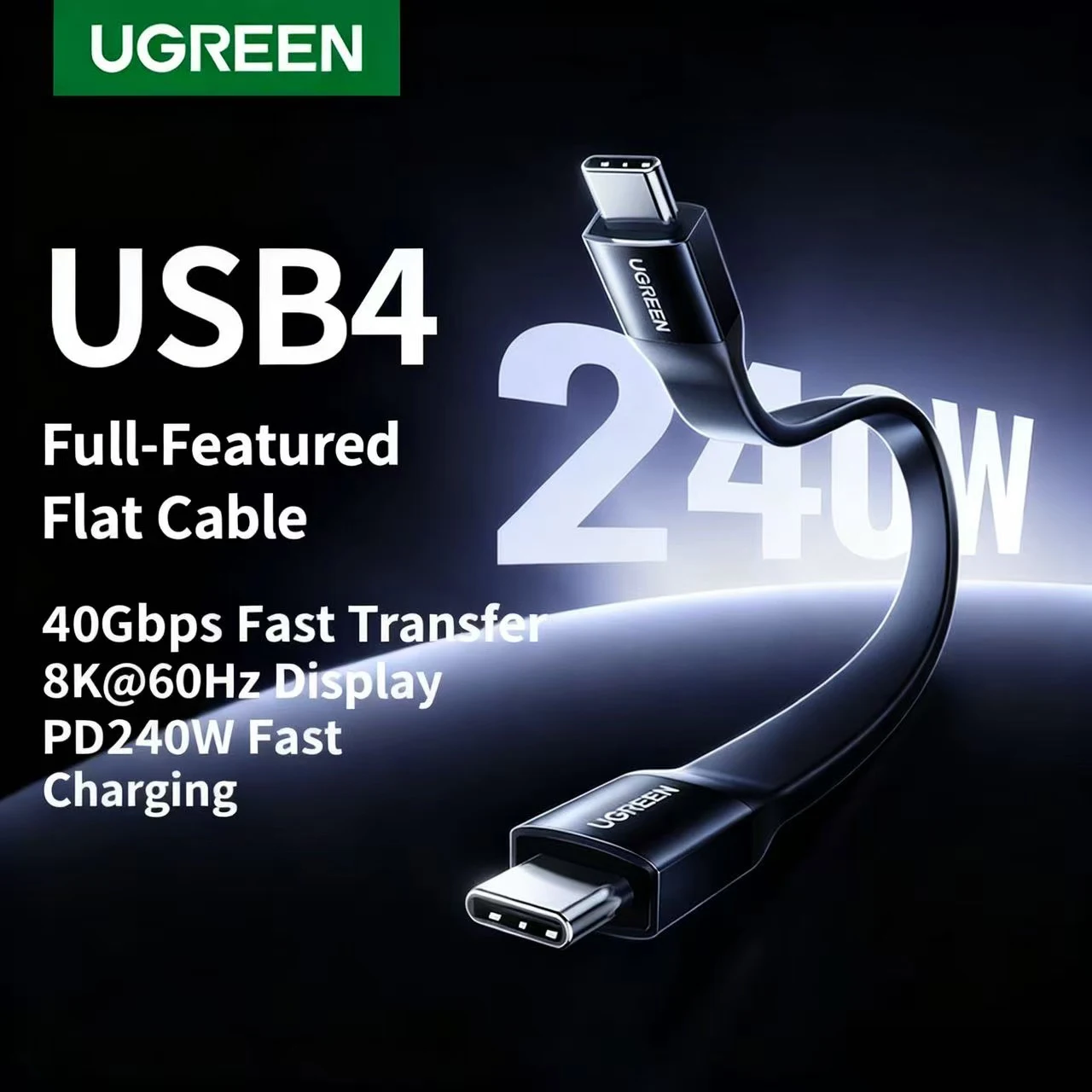 

UGREEN 240 Вт USB Type C To Type C Кабель короткий PD Быстрая зарядка USB 4.0 Gen 3 данные 40 Гбит/с ThunderBolt 4 8K при 60 Гц Для Apple Android