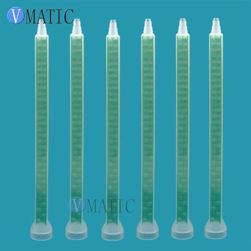 Free Shipping 10pcs Plastic Resin Static Mixer FMC08-32 Mixing Tube Nozzles For Duo Pack Epoxies Square Shape Green Color