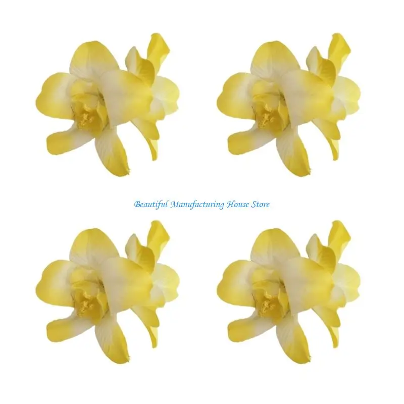 E56A 4Pcs Vibrant Flower Hair Clip with Realistic Hibiscus Design Floral Hairpin Decorative Clip Theme Parties