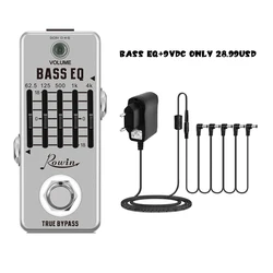 Rowin LEF-317B Bass EQ Pedal 5 Band Equalizer Pedals For Bass Guitar With 5 Band Graphic Mini Size True Bypass