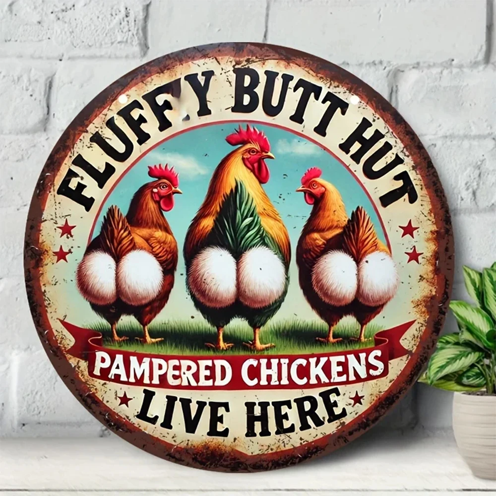 1 Piece Country-Style Rooster Aluminum Metal Sign (8inch X 8inch) - Vintage Farmhouse Chicken Coop Decoration, Wall Hanging Garden and Outdoor Yard Decoration