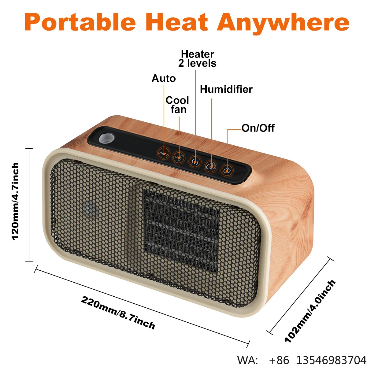 Mini Portable Infrared Electric Room Heater Fast Hot Shake with PTC Overheat Protection EU Plug for Small Households Outdoor Use