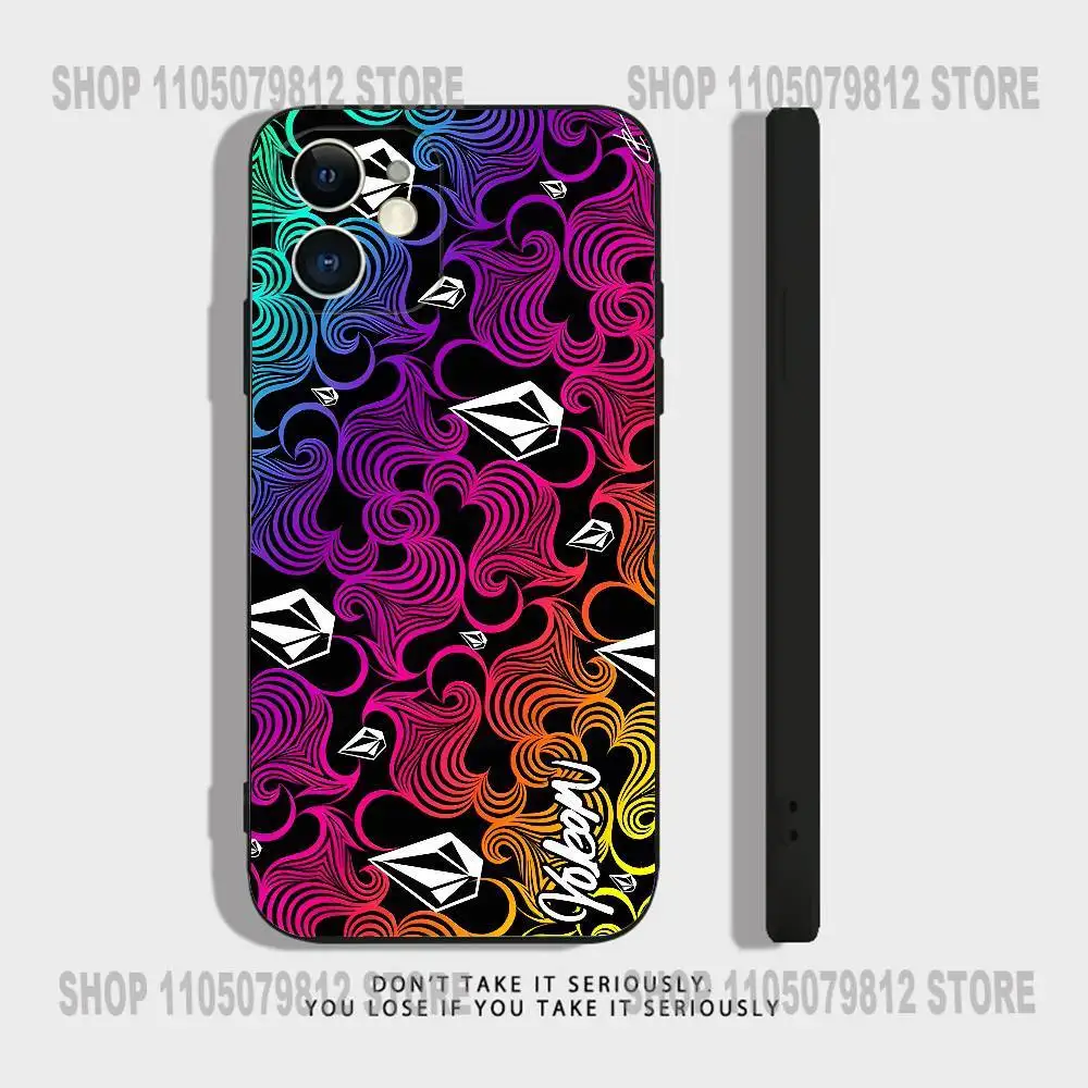 Luksusowe etui na telefon V-Volcom na deskorolkę do iPhone 17 16,15,14,13,12,11,Pro,XS,Max,XR,Plus,Mini Miękki silikonowy czarny wstrząsoodporny