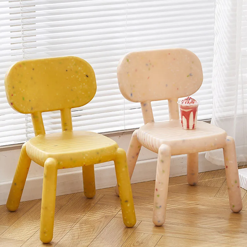 

Furniture Nordic Small Stools Creative Cartoon Plastic Chair Home Living Room With Backrest Low Stool Outdoor Kids Seat