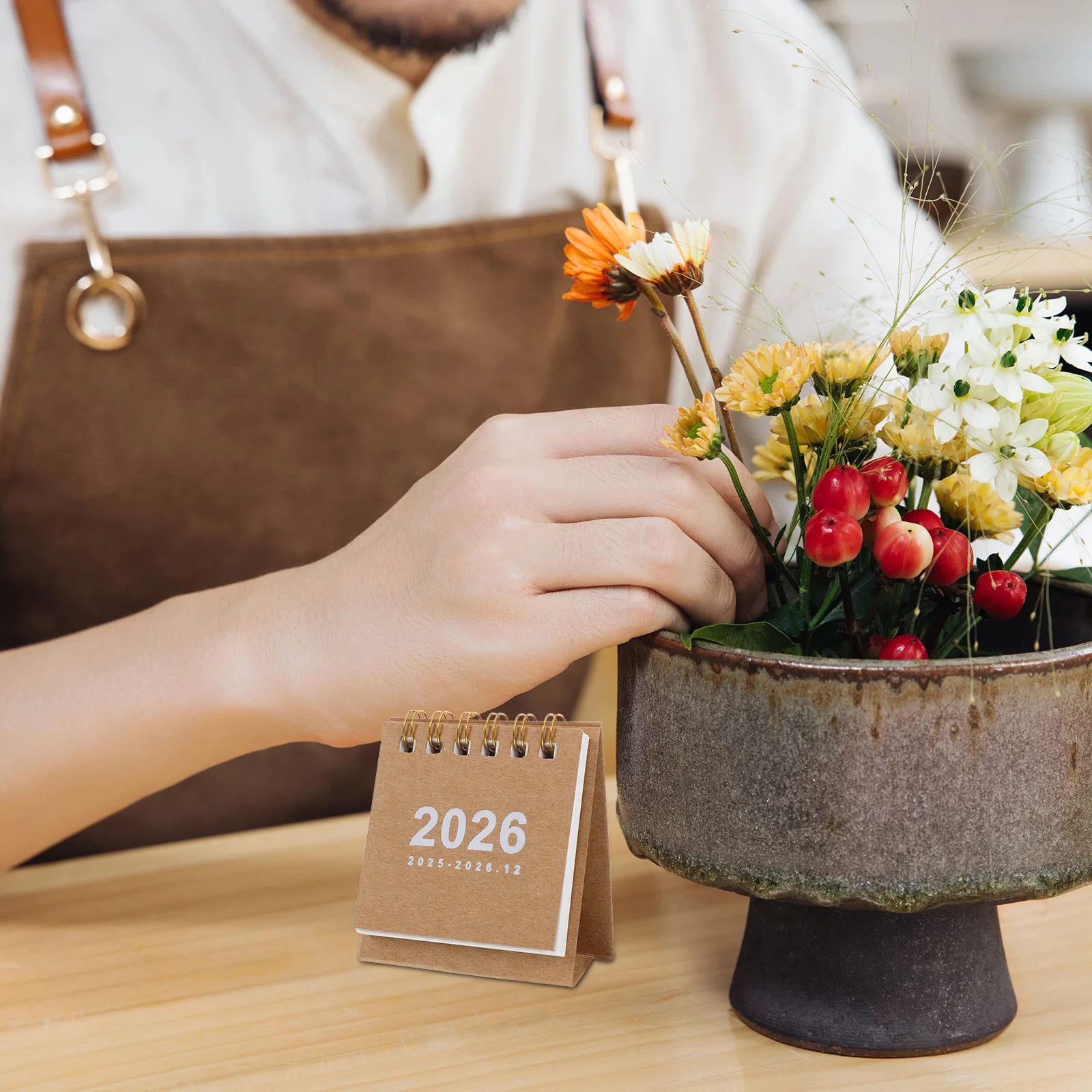Mini-bureau 2026 Klein desktop-afscheurkussen voor dagelijkse planning, minimalistisch kantoor thuis school taak tracker decor, draagbaar blok