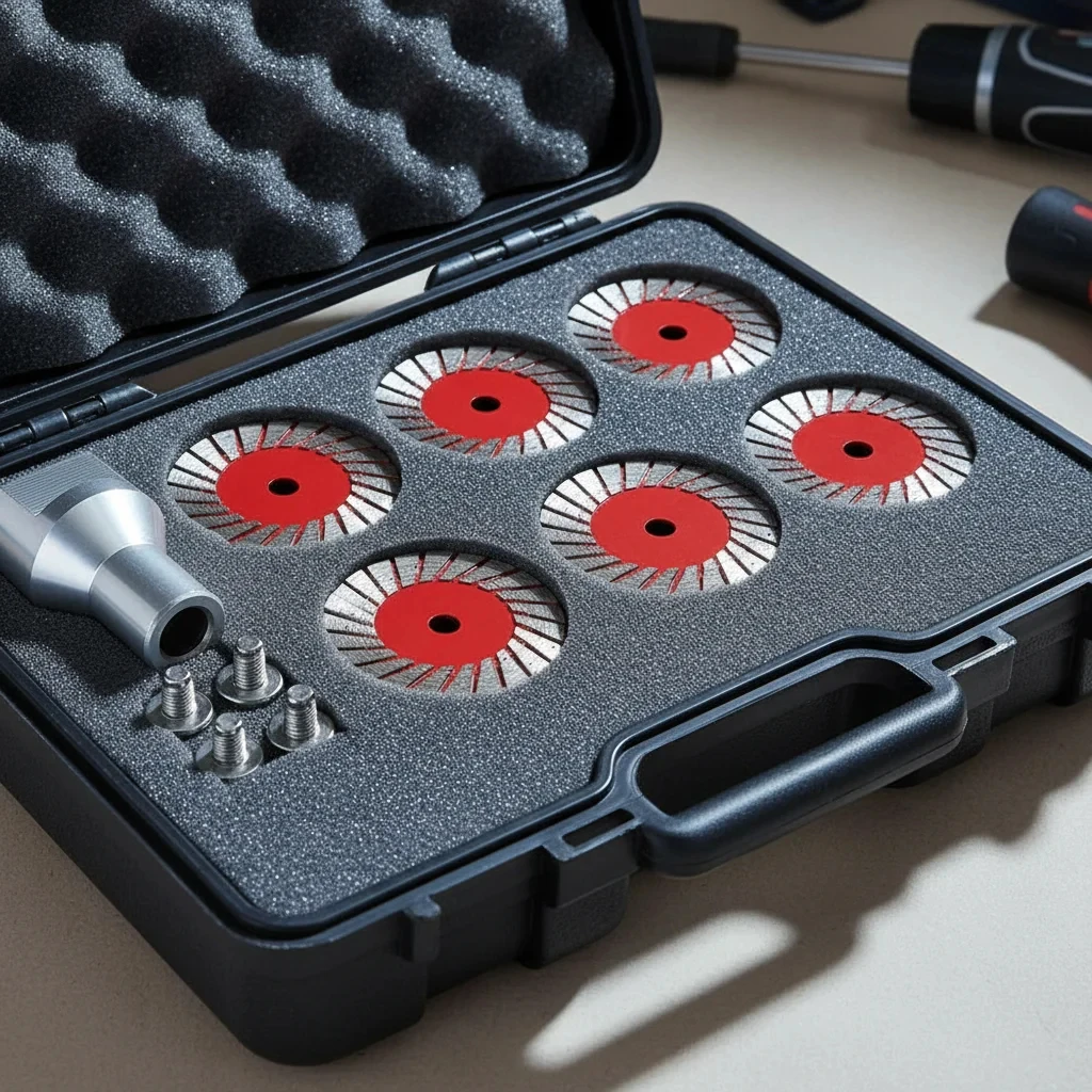 Diamant-Turbo-Sägeblätter 5er-Pack mit Verbindungsstange M14-Gewinde für professionelles Stein-Gravur-Mauerwerk-Schlitzwerkzeug