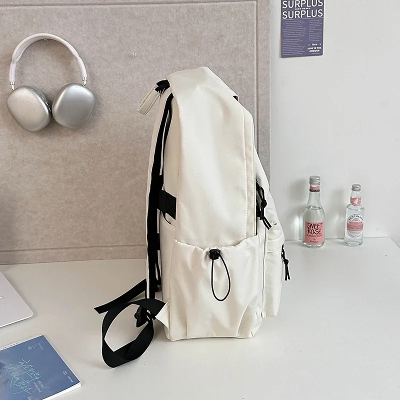 High Beauty Solid Color Backpack 2024 Autumn/Winter New Simple Leisure Shoulder Bag Large Capacity High School Student Backpack