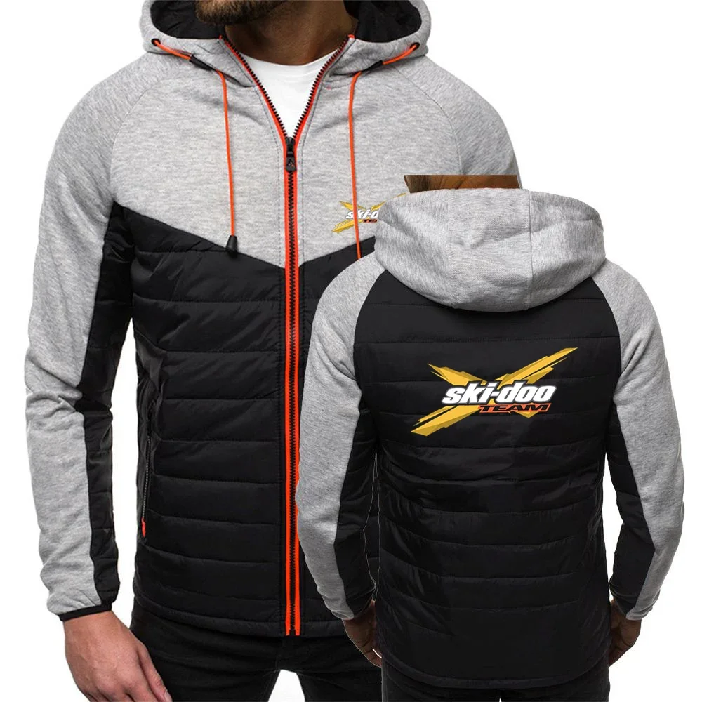 Ski Doo Can-am 2024 Men New Autumn and Winter Popular Patchwork Seven-color Cotton-padded Jacket Hooded Coats Printing Tops