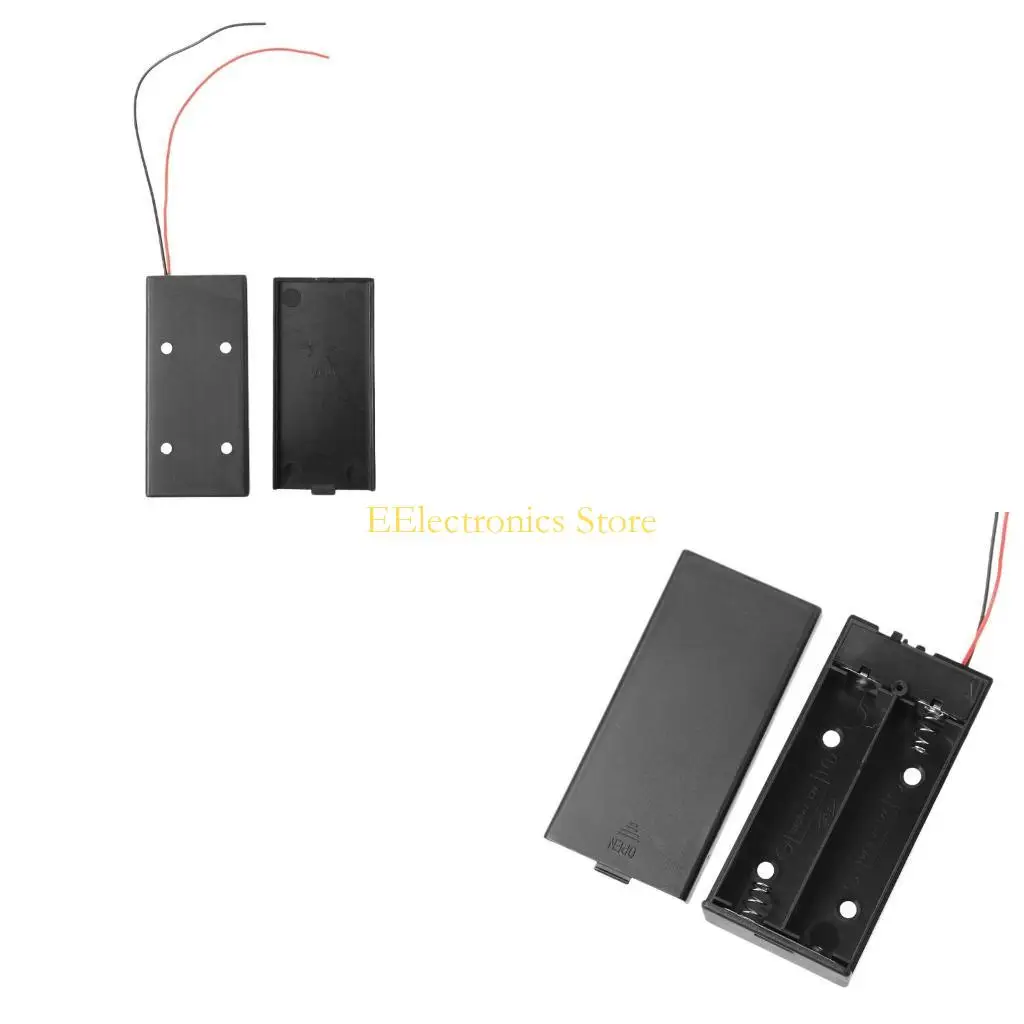 B03C 3.7V 2x 18650 Battery Storage Box for Case Black DIY Batteries Clip Holder Container With Cable ON/OFF Switch Wire Lead