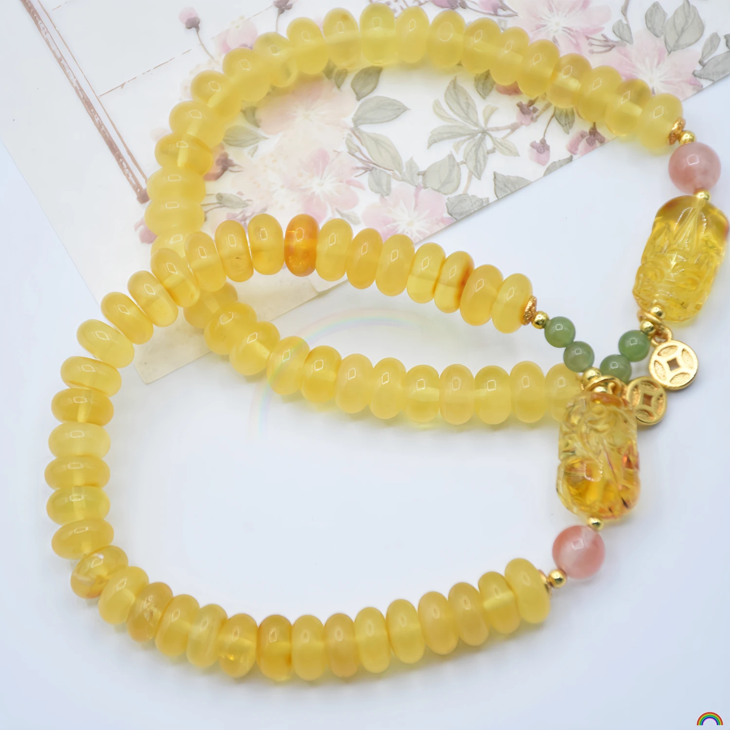 Natural beeswax Pixiu Bracelet Time Gilded Red Little Fresh Southern Red Paired with Beads Simple Versatile Bracelet Rwbuy