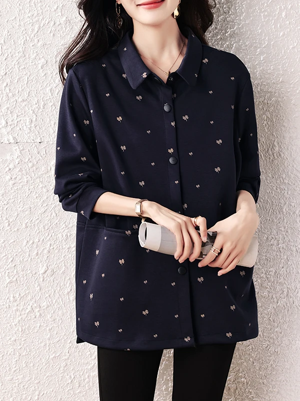 سترة نسائية كاجوال فضفاضة ومفتوحة بأزرار لأعلى وياقة مقلوبة، ملابس خارجية متعددة الاستخدامات لجميع المواسم