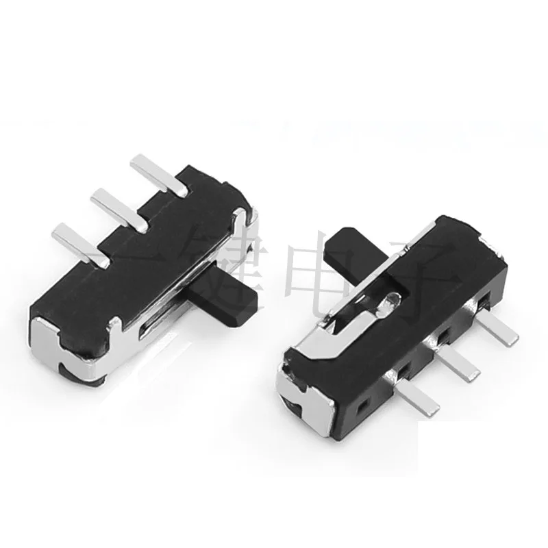 50Pcs/Lot SMD Sliding Switch 3 Feet 2 Gears Horizontal Side Toggle Switch Mini Handle Height 2mm MSKT-12D18A