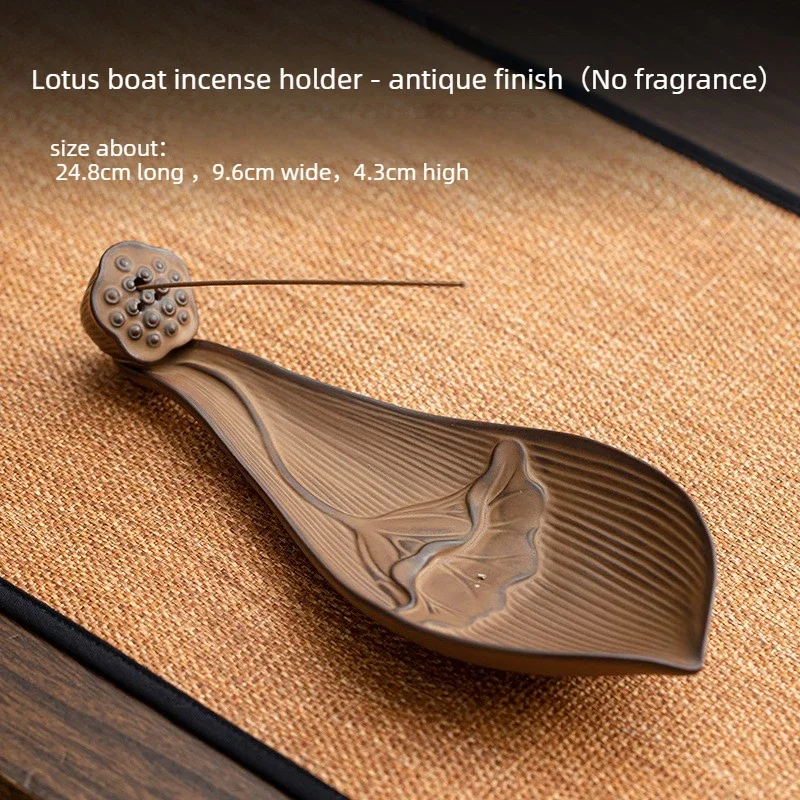 Lotus Boat Fragrance Insertion Ceramic Aromatherapy Home Chinese Thread Incense Burner Tea Ceremony Creative Ornament