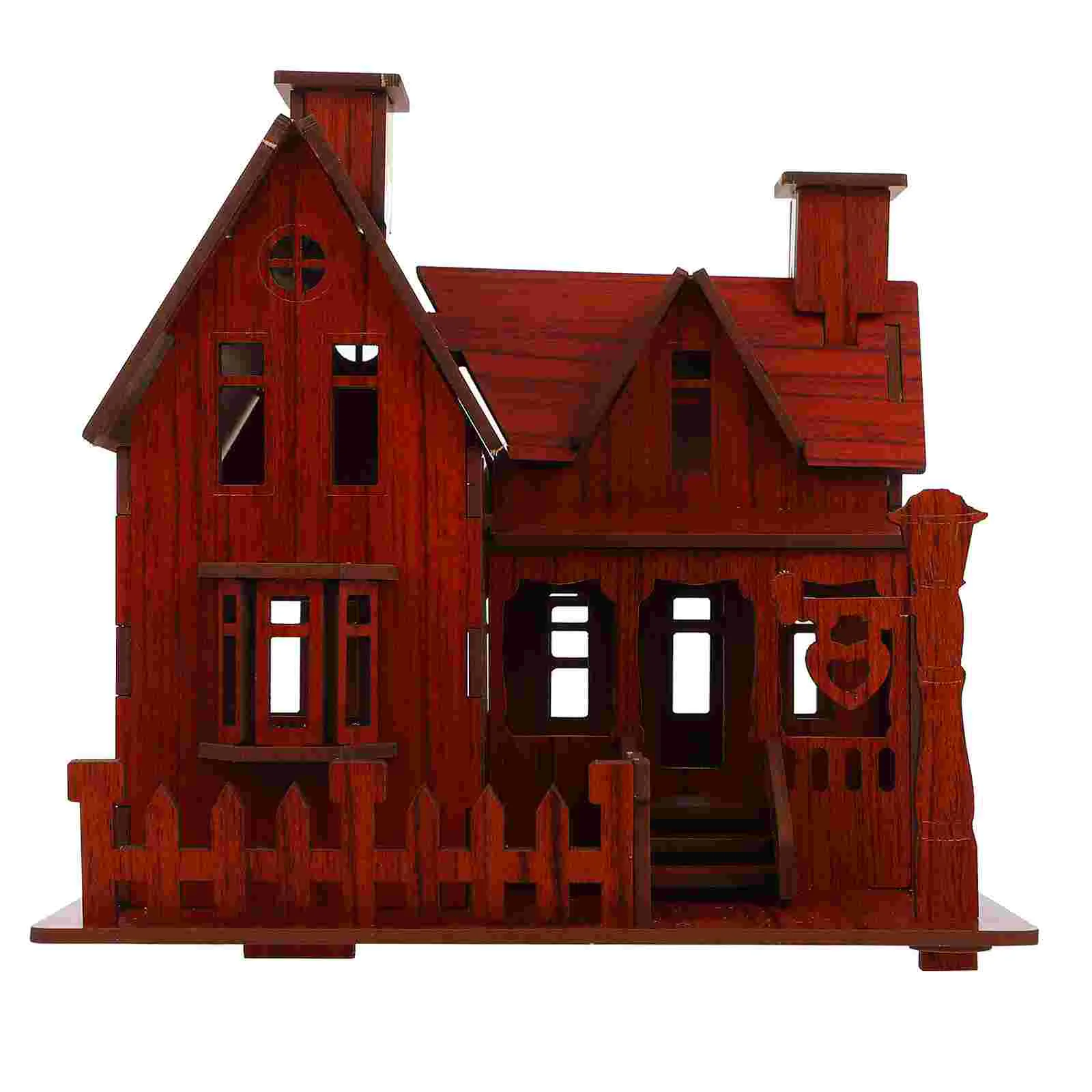 Wooden House Model Puzzle Set 3D Assemble Building Blocks Kids Creative Educational Toy Safe Eco Friendly