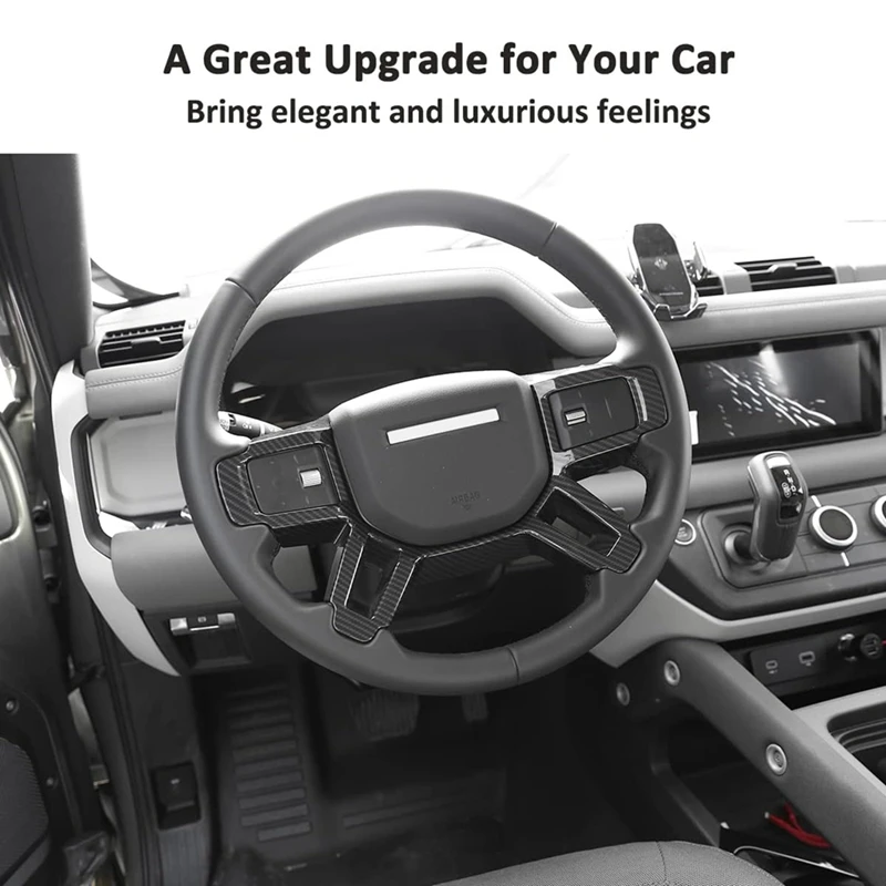 

STE-eFor Land Rover Defender 90 110 2020-2023 Steering Wheel Decoration Cover Trim Interior Accessories (ABS Carbon