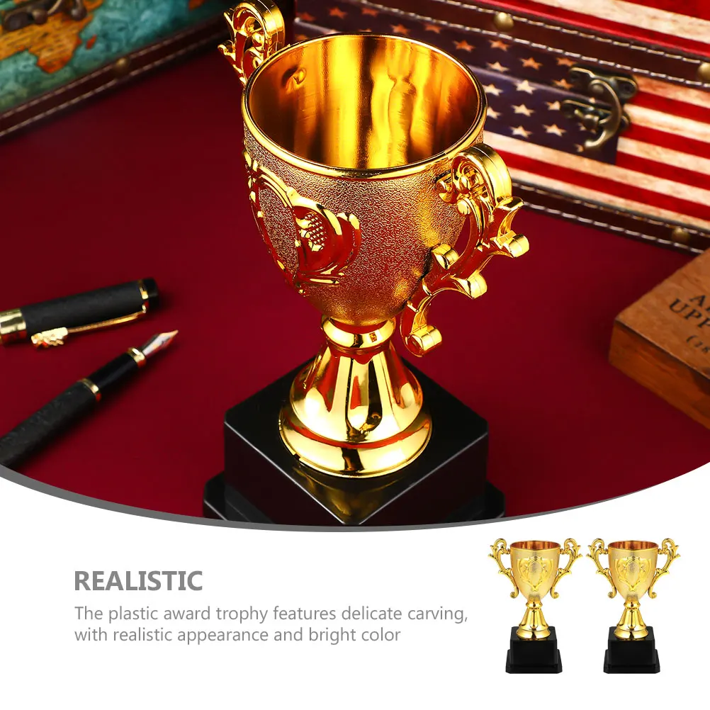 

2pcs Honor Prop Lifelike Plastic Award School Competition Party Small Trophy Decoration Lovely Reward Simulated