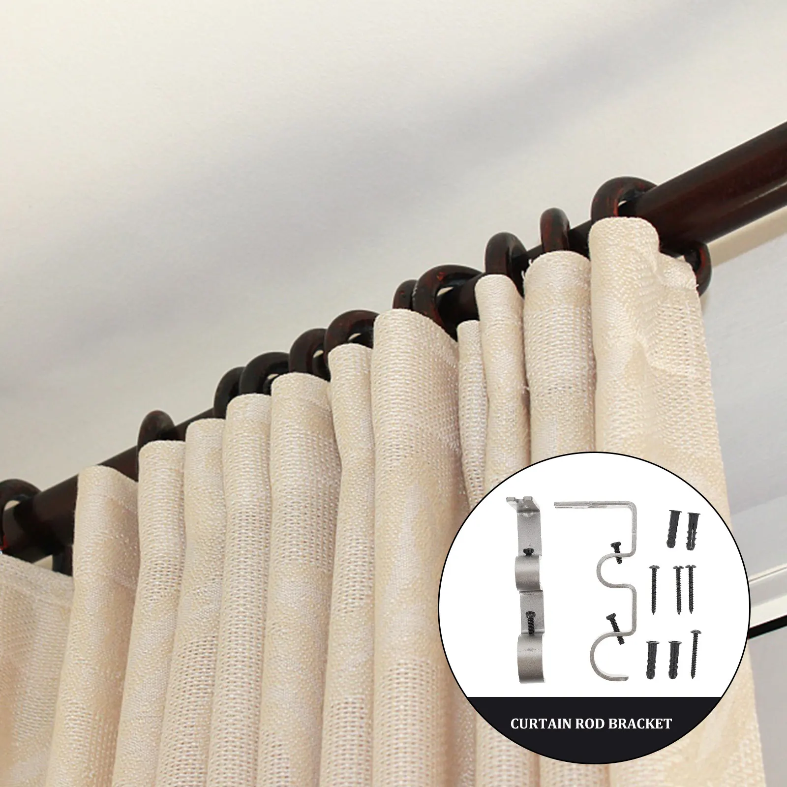 

2 set Curtain Rod Bracket Heavy Duty Iron Wall Mount Support For Thickened Pole Smooth Finish Easy Install Home Decor