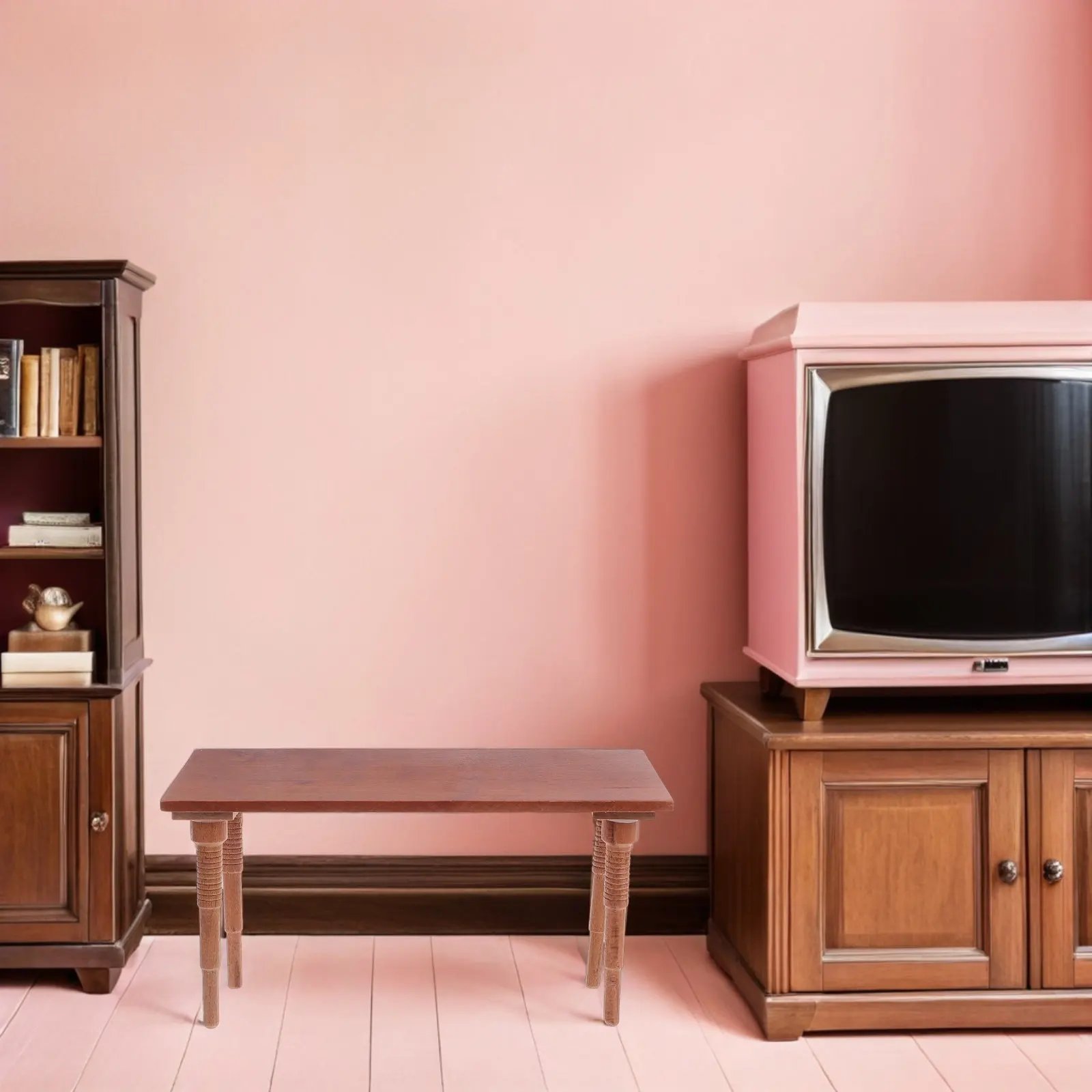 

Миниатюрный деревянный обеденный стол в масштабе 1:12, дизайн с текстурой натурального вишневого дерева, для миниатюрной мебели для дома, реалистичный дизайн для кухонной обстановки