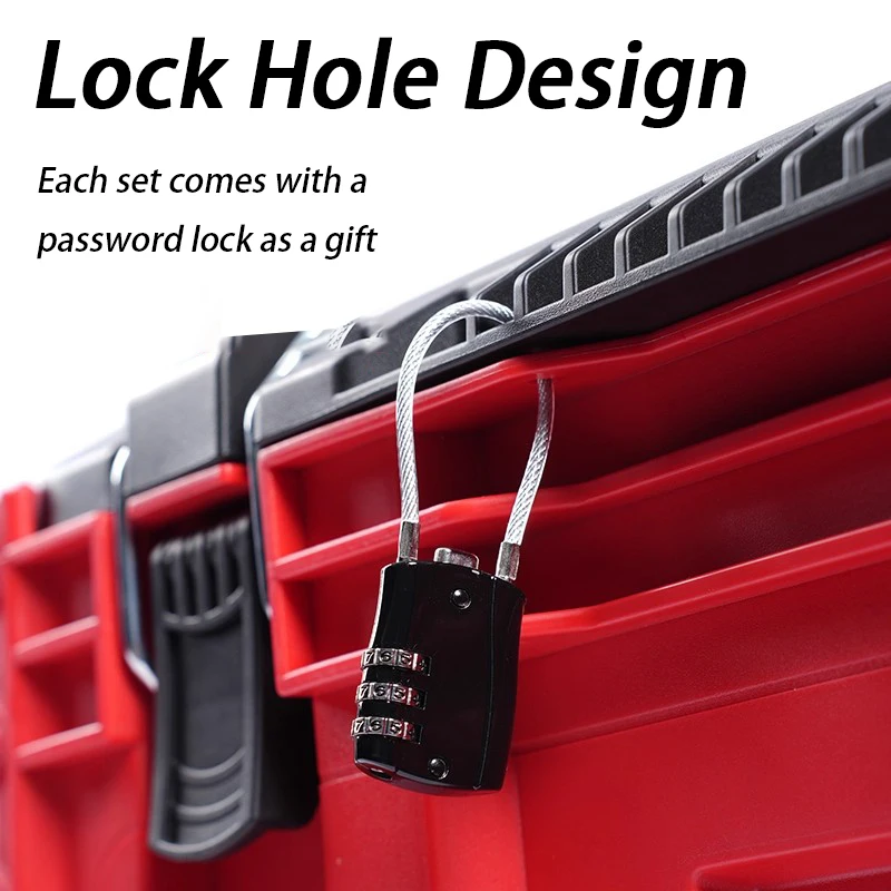 5Pcs Toolbox Set Stackable Complete Kit Toolbox with Wheeled Portable Waterproof Lockable Toolboxes Large Tool Storage Box