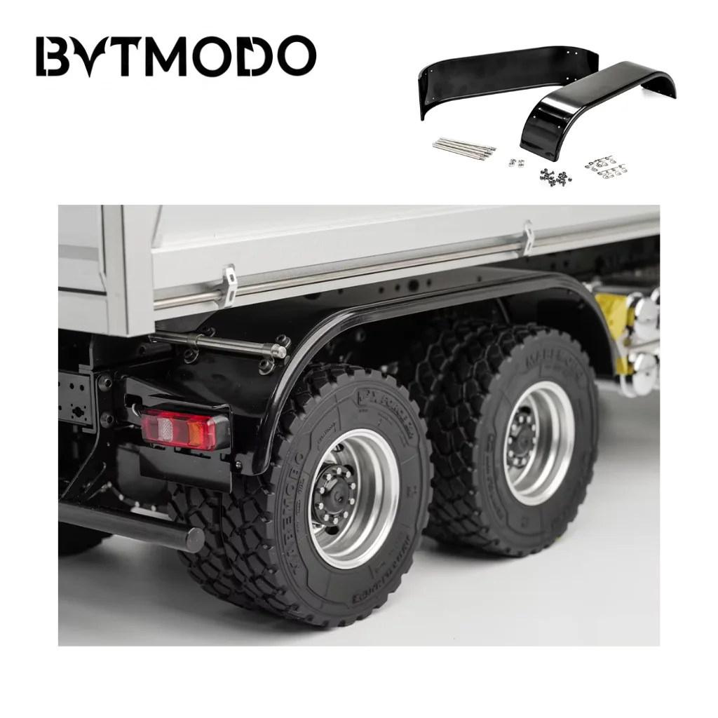Black Metal Dual Axle Rear Fender Mudguard Wheel Cover for 1/14 Tamiya RC Dump Tractor Truck Tipper DIY Upgrade Parts