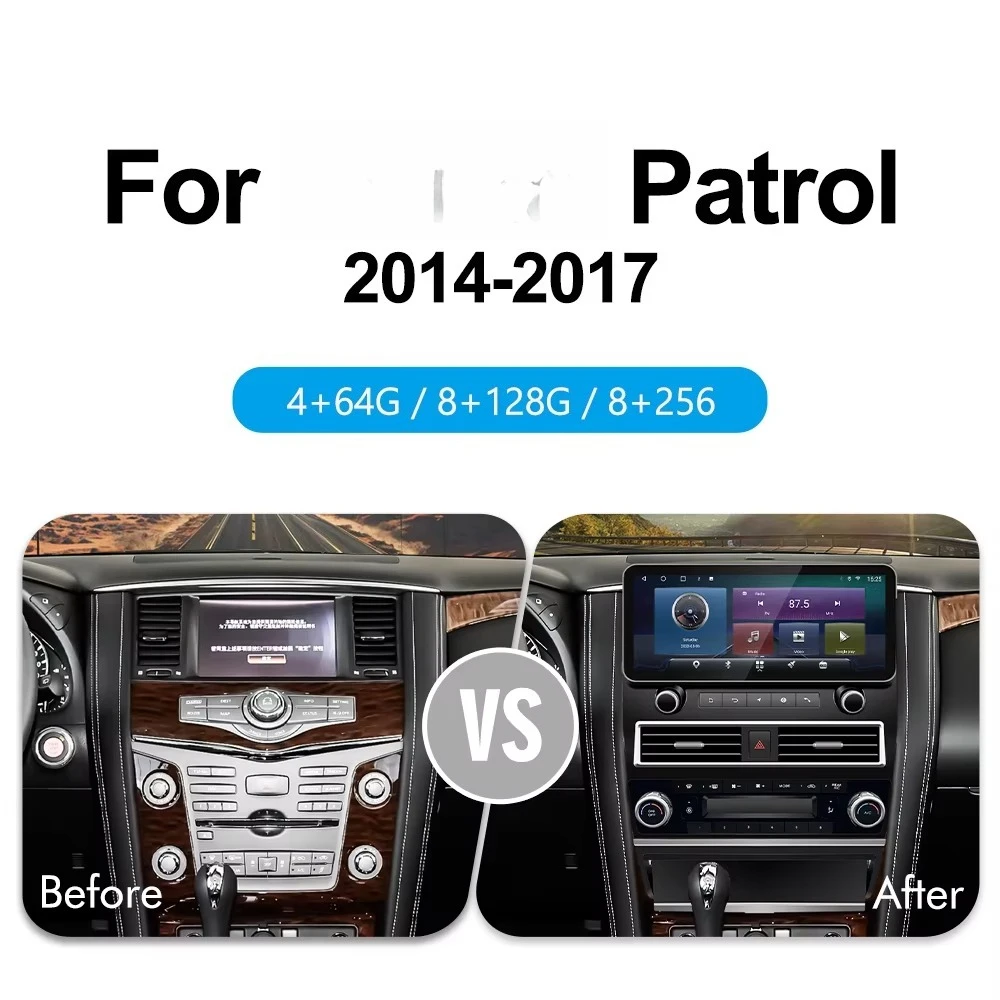 ترقية جديدة راديو السيارة الاندورويد لتحديد المواقع والملاحة الوسائط المتعددة مشغل تلقائي Carplay رئيس Unitfor-Nissan Patrol Y62 2014-2017