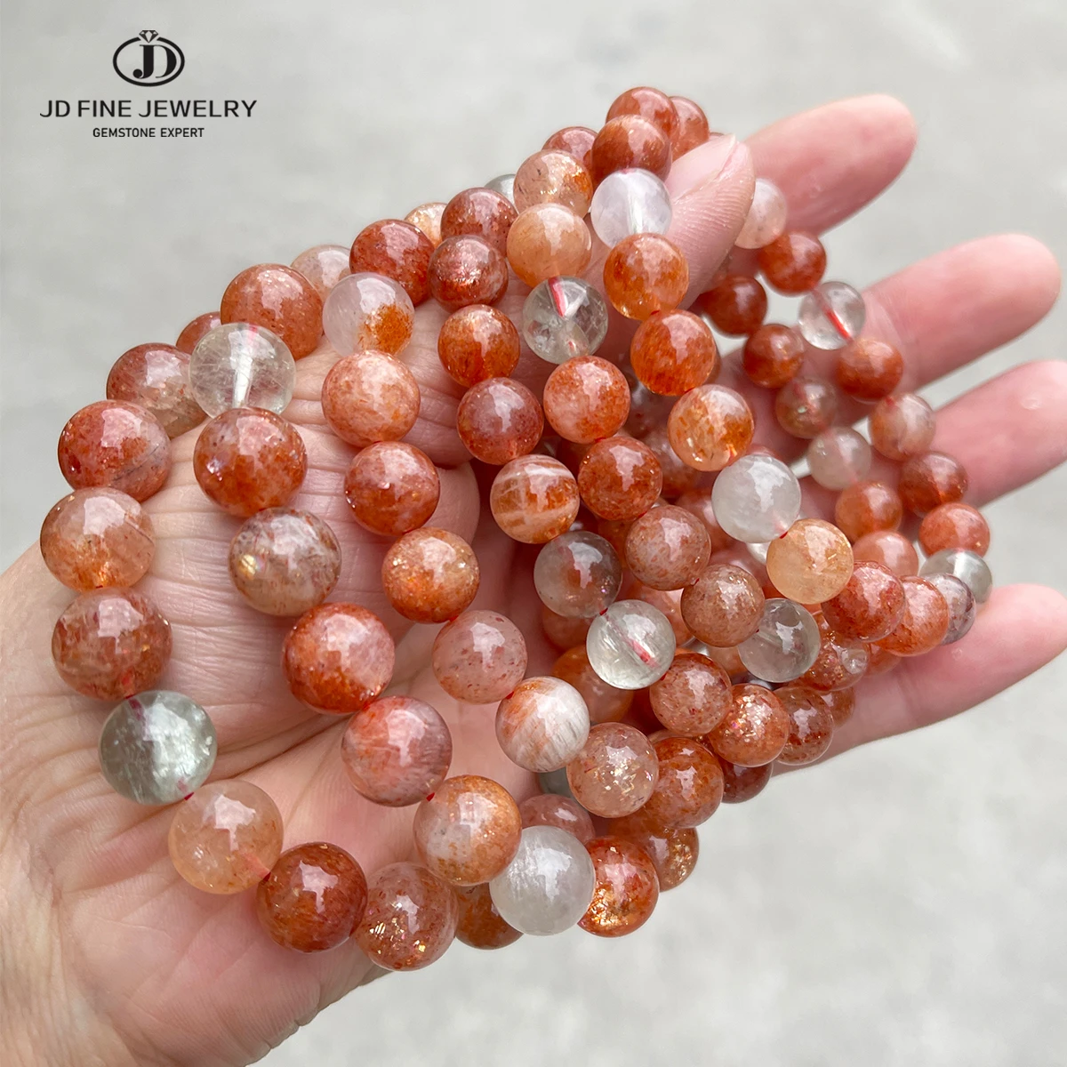 

JD 5A Genuine Natural Golden Sunstone Arusha Bead Bracelet for Women Fashion Charm Beautiful Stretch Bangles Couple Jewelry Gift