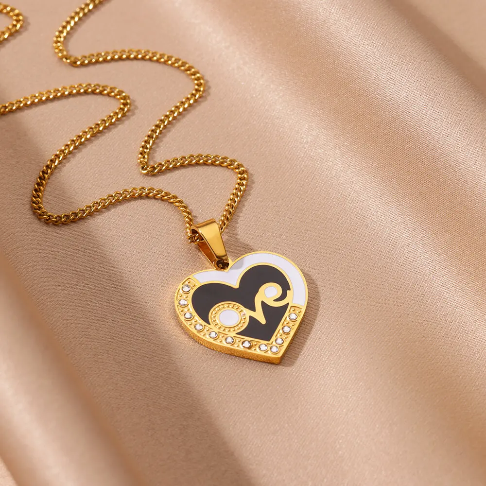 Vintage Zircon Love Heart Penadnt Necklaces for Women Stainless Steel Gold Color Chain Collar Necklace 2024 Aesthetic Jewelry