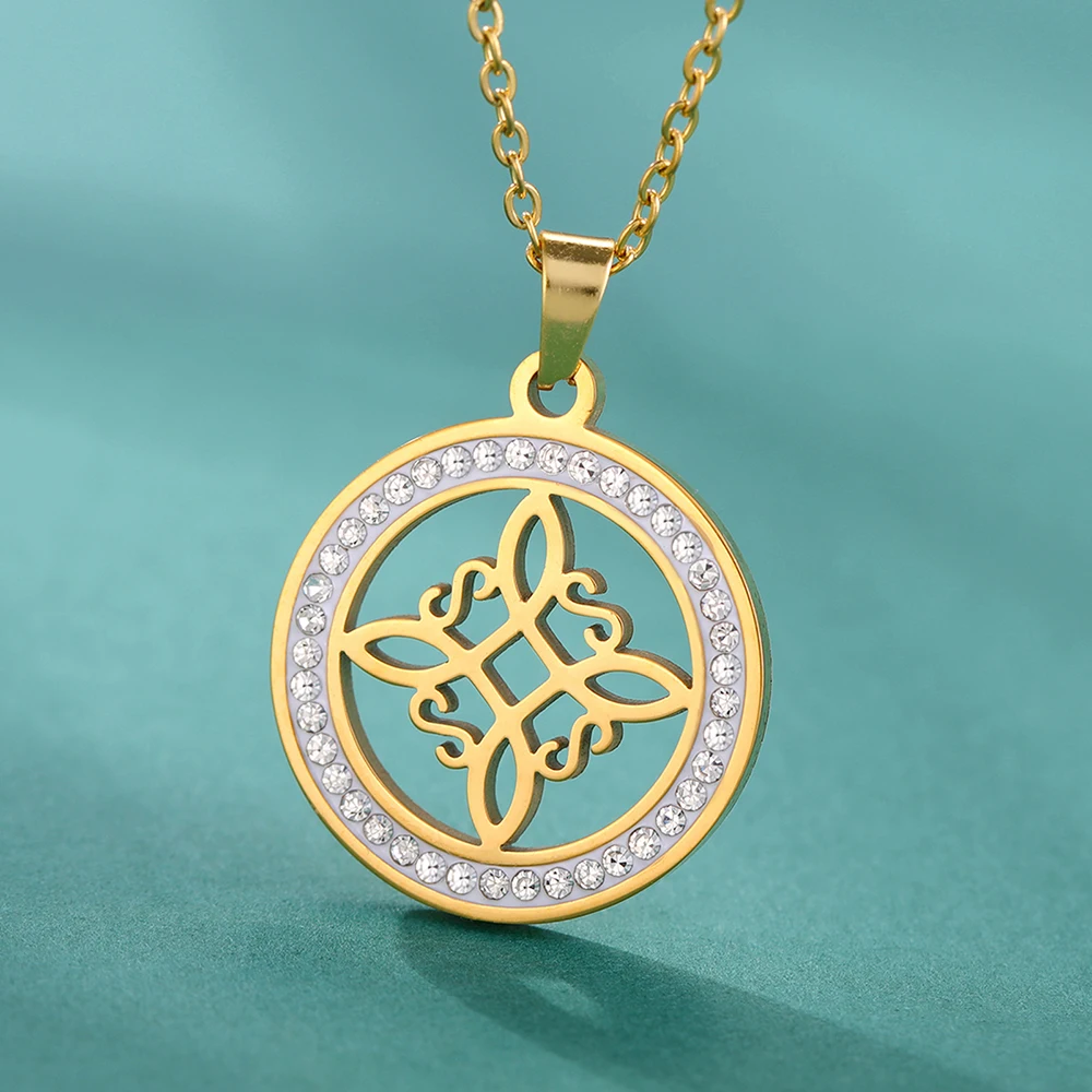 Dawapara Classic Witch Knot Necklace for Women Celtics Trinity Knot Good Luck Charm Wiccan Symbol Stainless Steel Goth Jewelry