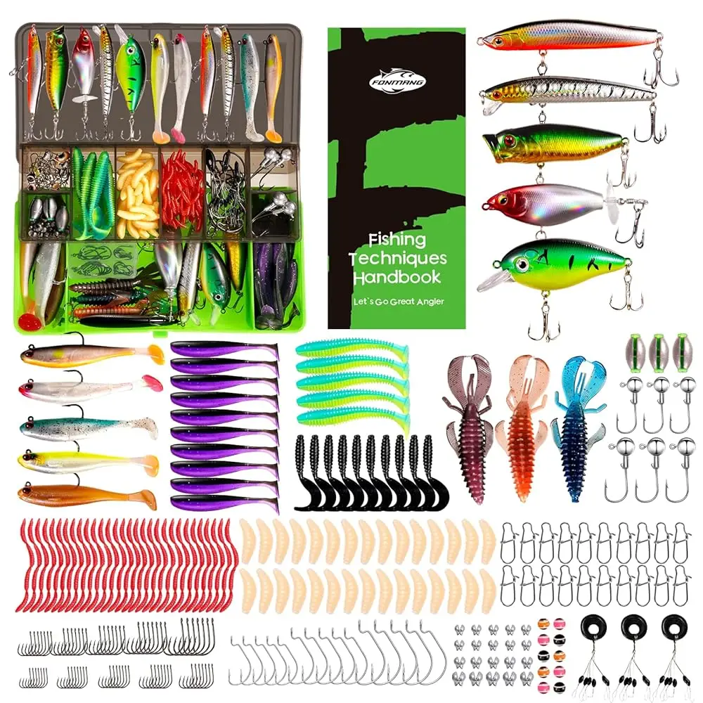 

Набор рыболовных приманок 2026: Новинка! Комплект для ловли баса и форели, коробка для снастей с оснасткой, рыболовные воблеры, свимбейты, минноу, мягкие приманки.