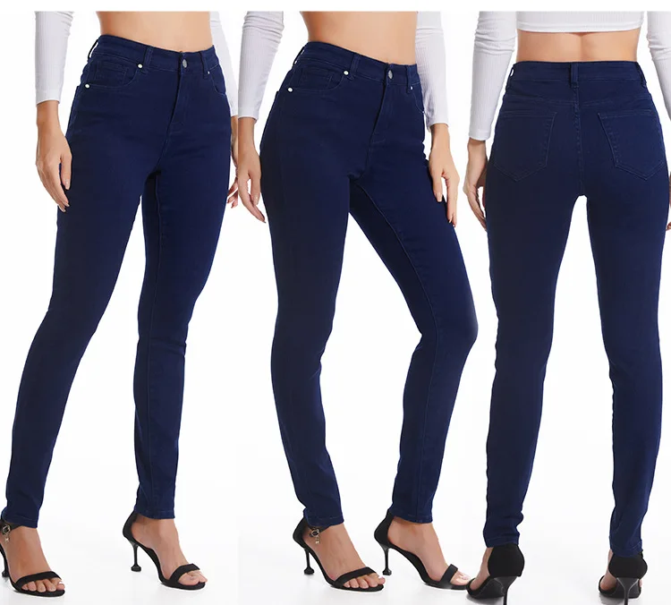 High Waist Stretch Skinny Jeans Women Slim Pencil Pants Capri Denim Trousers Elastic Boyfriend Large 5xl 4xl Dark Blue Plussize
