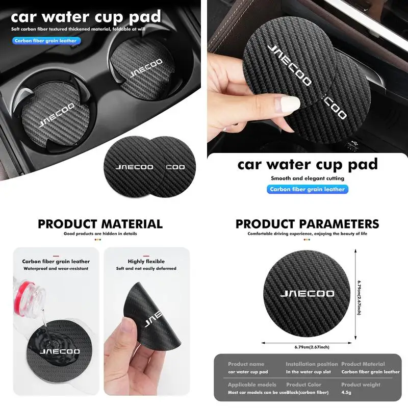 Fit JAECOO J5 J6 J7 J8 OMODA C5 C7 C9 Carbon Fiber Non‑Slip Cup Holder Mat Coaster Accessories