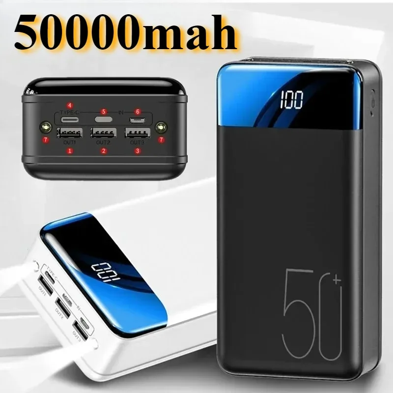 

Power Bank 50000mAh Portable Charger 5V 2.1A Powerbank Fast Charge External Battery PoverBank for IPhone 13 12 11 Huawei Xiaomi
