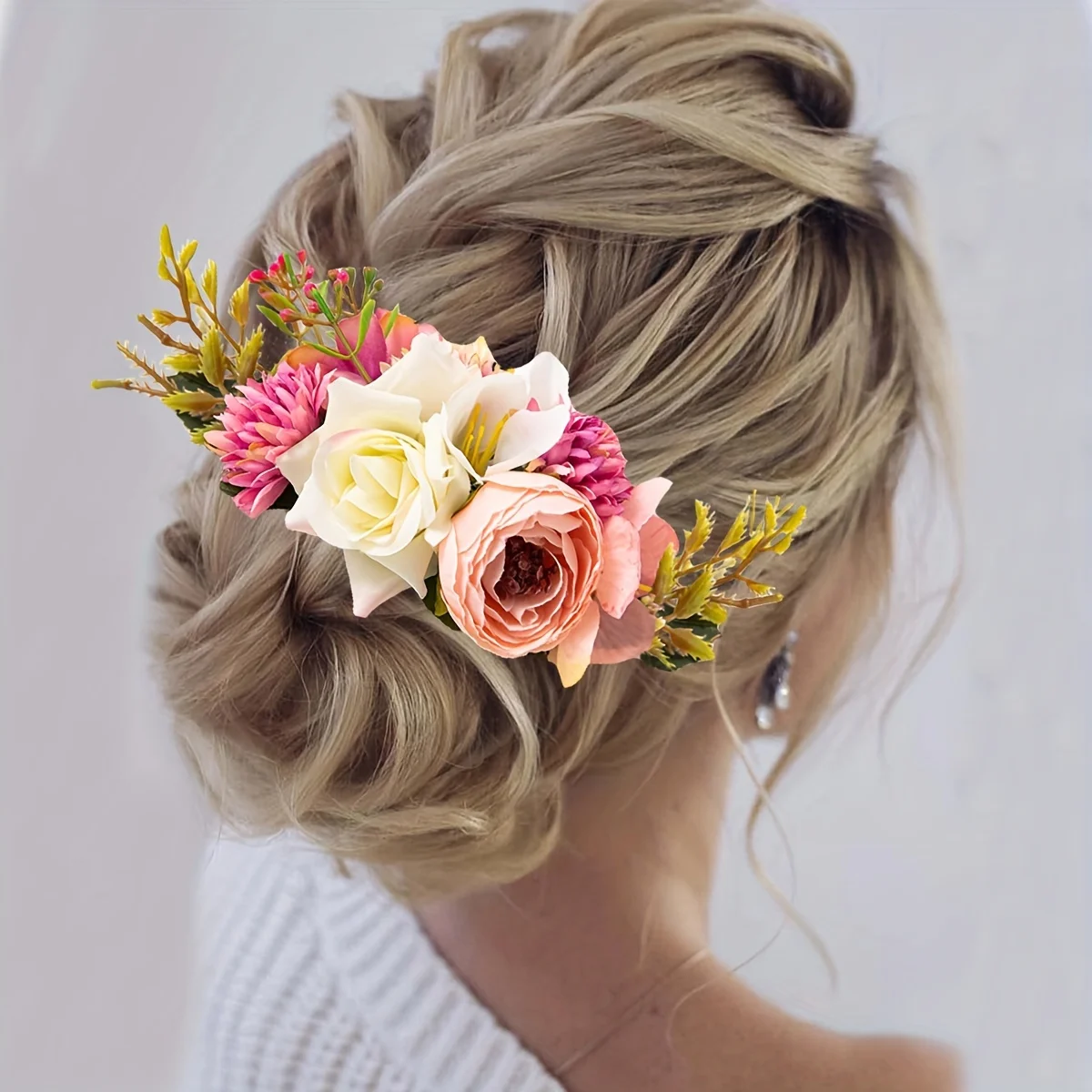 1 قطعة بوهو زهرة ديكور الشعر الجانب مشط الزفاف مشط الزفاف خوذة حفل زفاف إكسسوارات الشعر #2