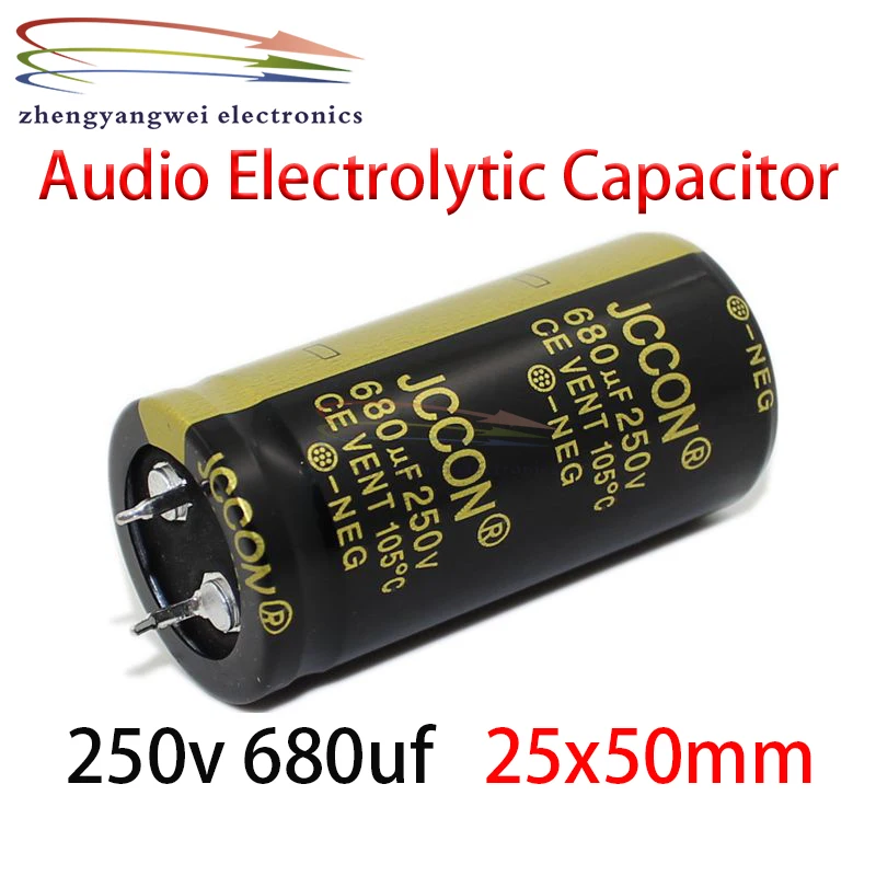 

25x50mm 10pcs 250v 680uf black Audio Electrolytic Capacitor For Hifi Amplifier Low